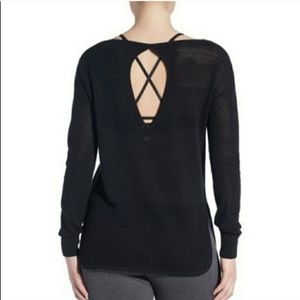 CALIA Effortless Mesh Knit Keyhole Tunic Sweater